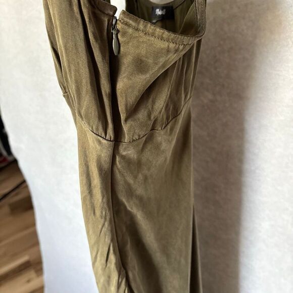 Madewell Olive Green Peasant Sleeveless Midi Dress Slip Size 8 - Picture 5 of 9